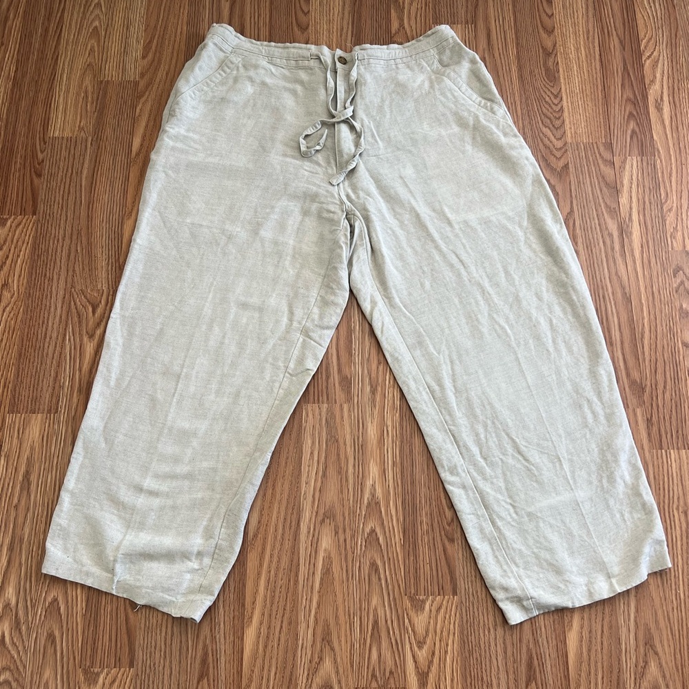 Axis LA Linen Pants Beige Drawstring Pull On women’s large